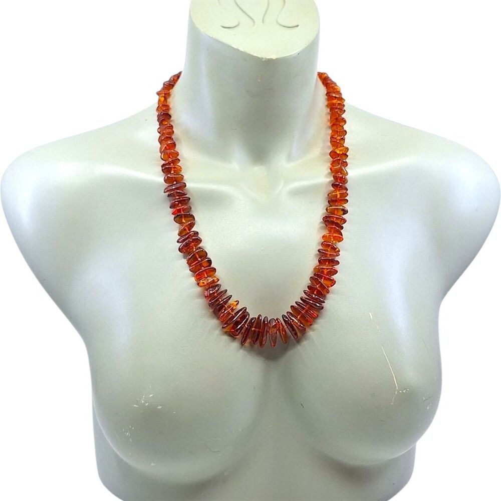 Vintage Baltic Amber Honey Cognac Hand-Knotted Necklace 24” Chain